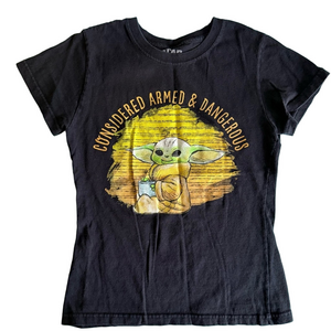 Star Wars Yoda Black and Yellow Short Sleeve Tee S